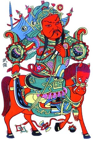 骑马门神本报记者 李夏至"二十八,贴花花(年画)"……今天是腊月二十八