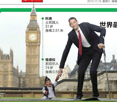 世界最高和最矮的人握手伦敦(图)_新浪新闻