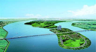(楚天都市报) 图为:汉江五桥效果图市内外环指挥部提供襄樊市城市建设
