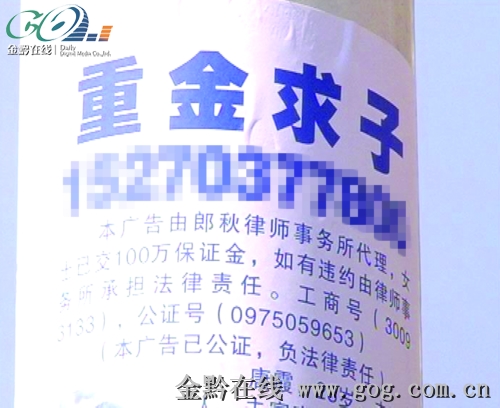 都有一张附带相片的"重金求子"的广告