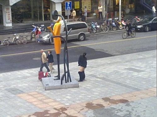 女子当街解手与六星级"黄金公厕"(组图)