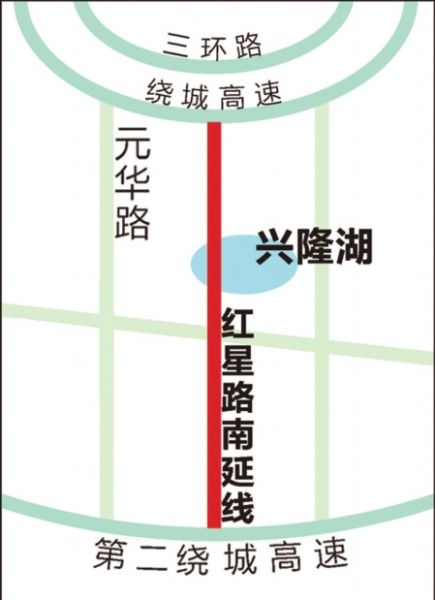 新建大桥 红星路南延线将飞越兴隆湖