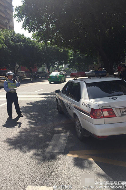 交警对违停警车开罚单 获网友点赞