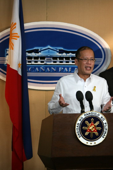 菲律宾总统贝尼尼奥·阿基诺三世在新闻发布会上