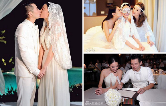 郑希怡泰国结婚激吻老公 闺蜜亲密吻脸