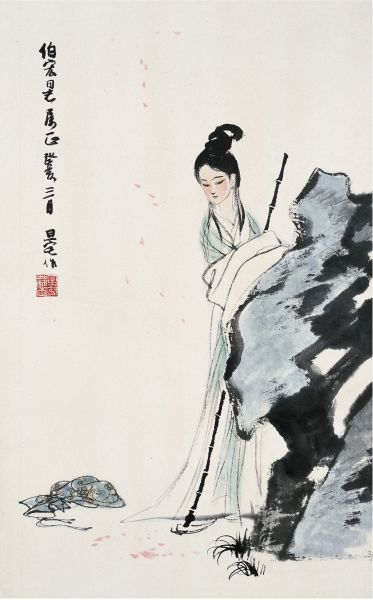 刘旦宅以水墨《红楼梦》画作扬名于世,他笔下葬花之时的黛玉,清癯瘦削
