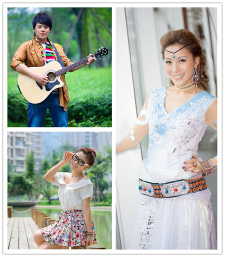 接受访谈的选手岳正剑,何晓燕,达娃卓玛