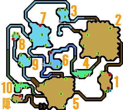 《怪物猎人2g》沙漠地图及采集资料