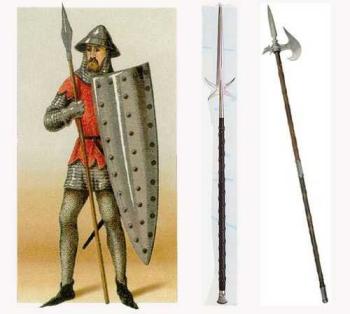 长柄武器    中世纪欧洲骑士盛行,因此马上冲击挥刺会用到很多的长 