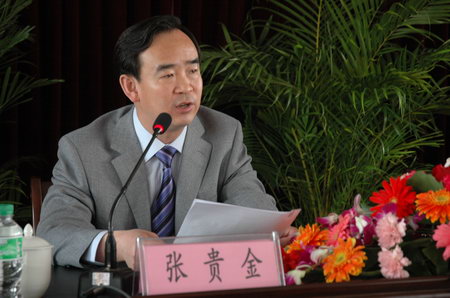 图为现场香河县县长张贵金致辞