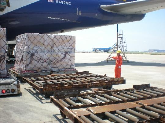 记东航上海保障部货机装卸部员工的忙碌工作