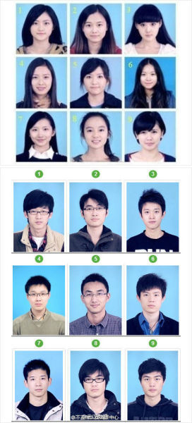 武汉大学男女生证件照