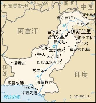 图为巴基斯坦地图,吉尔吉特位于巴北部图片来自中国网