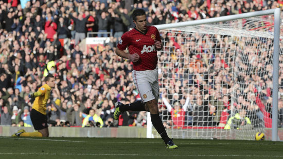 图文-[英超]曼联2-1阿森纳 范佩西低调庆祝