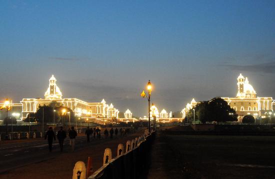 图文奥运圣火境外传递城市之新德里总统府夜景