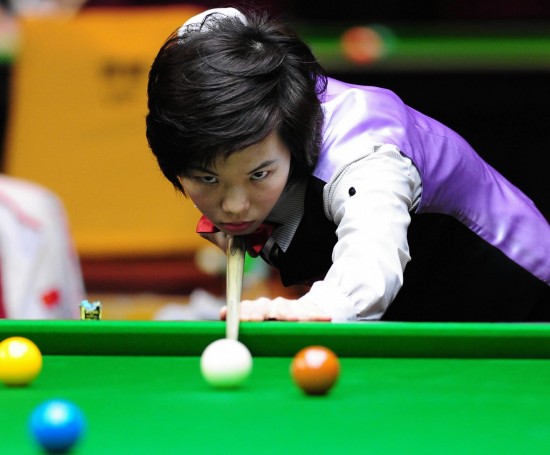 的第五届东亚运动会台球女子英式6个红球单打决赛中,陈雪以4比1战胜