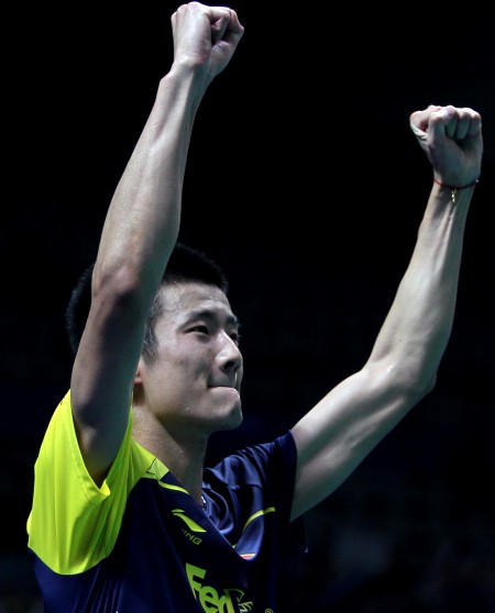 图文-中国公开赛谌龙晋级男单决赛 谌龙握拳庆祝